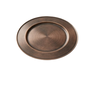 Assiette de service ronde en cuivre antique de haute qualité pour événements et dîners, assiette de présentation métallique design - Product Image 1