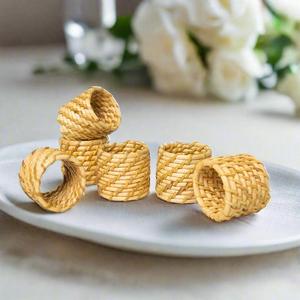 Lot de bagues de serviette en osier tressé écologiques, réutilisables, style rustique, accessoires de décoration de table pour dîners et mariages - Product Image 2