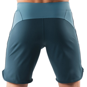 Shorts de bain athlétiques pour hommes, bleu sarcelle et blanc, à séchage rapide, avec cordon de serrage, pour la plage et les sports nautiques - Product Image 2