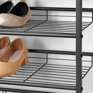 4-Tier Shoe Rack <b>Adjustable</b> Metal Shoe Organizer Rustic Brown Black Industrial Shoe Storage <b>Shelf</b> Entryway Stand - Product Image 5