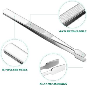 Pince à épiler en acier inoxydable durable, pointe plate, pince à épiler de précision professionnelle pour la philatélie, l'artisanat, les bijoux et les petits objets - Product Image 5