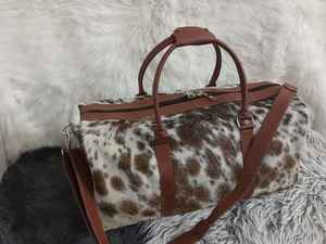 Sac de voyage unisexe en cuir de vachette à poils, style western, LHDB-0155 - Product Image 3