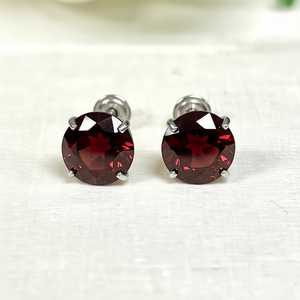 Natural Garnet <b>Stud</b> <b>Earrings</b> 925 Sterling <b>Silver</b> 14K Gold Plated January Birthstone Classic Simple Jewelry Gift - Product Image 4