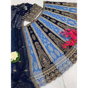 Lehenga Choli de Diseño Artesanal con Corte en A para Fiestas, Cintura Bordada y Silueta Imperio - Product Image 1