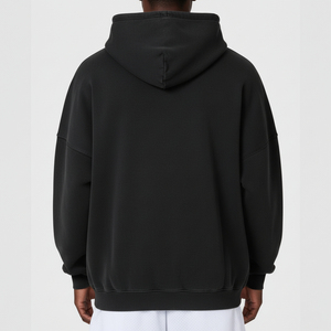 Wholesale Custom Embroidered Logo 100% Cotton <b>Fleece</b> Zip <b>Black</b> Men's Winter Hoodies High Quality Oversized Baggy Fit Hoodies - Product Image 6