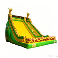 Structure gonflable combinée girafe avec toboggan, parcours de jeux, piste de course, château de saut extérieur décoratif, petite machine distributrice, équipement de carnaval et d'escalade