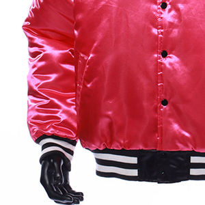 Customized Logo Design embriodry Men's Baseball Jackets High Quality satin Varsity Jackets with <b>button</b> windproof and waterproof - Product Image 4