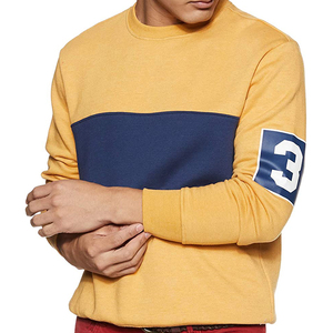 Sweat-shirt à capuche pour homme, color block, bleu marine et jaune, en molleton - Product Image 1