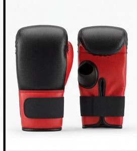 Gants de boxe à motif fibre de carbone, à pouce ouvert, rouge et noir, pour entraînement sur sac de frappe, équipement de frappe - Product Image 2