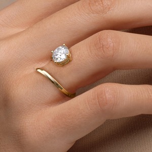 14k Gold <b>Open</b> Bypass <b>Ring</b>_ 1.50 CT Lab Grown Diamond Engagement - Product Image 2