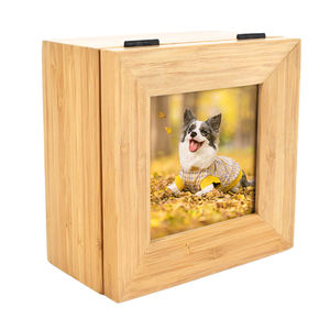 Wooden Pet Urn Photo Cremation Keepsake <b>Box</b> Square Simple Style for Dogs - Product Image 2