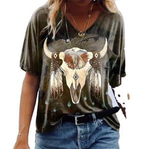 Venta caliente de manga suelta impresa personalizada de longitud larga Camisetas de mujer transpirable gota hombro camiseta fabricante de Bangladesh - Product Image 1