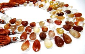 Perles de quartz rutilé en cuivre naturel authentique, forme poire, 16 mm, perles briolette, brin de 8 pouces - Product Image 3