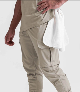 Pantalones Cargo Beige para Hombre, Cintura Elástica, Múltiples Bolsillos, Joggers Casuales, Transpirables, de Algodón, para Primavera - Product Image 5