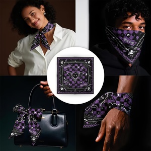Foulard Bandana en Soie Satinée Imprimé Citrouille Fantôme Effrayant pour Halloween, Cadeaux Promotionnels de Luxe en Gros, Cache-Cou Polyvalent et Bandeau pour la Tête - Product Image 4