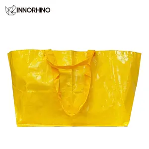 INNORHINO Big Yellow PP tessuto resistente impermeabile promozionale Giveaway Tote Bag Shopping Beach Bag con Logo personalizzato