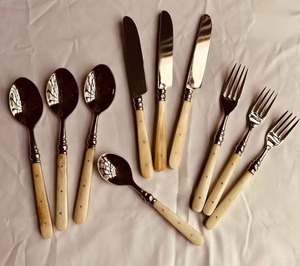 Eco Materials Flatware <b>Set</b> 18/<b>8</b> Stainless Steel With Resin Handle Cutlery <b>Set</b> of 4pcs Durable Mirror Polish <b>Dinnerware</b> Utensil - Product Image 1