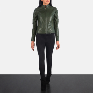 Chaqueta de Cuero para Mujer, Diseño Nuevo, Color Sólido, Estilo Urbano, Chaqueta de Cuero de Oveja para Motocicleta - Product Image 1