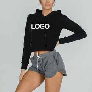 Women's Cropped Hoodie Modern Casual Fit Long Sleeve Pullover Hooded Sweatshirt Urban Street Style <b>Crop</b> <b>Top</b> - Product Image 5