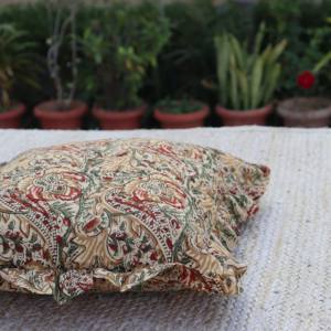 Housse de coussin imprimée florale faite à la main, housse de coussin décorative indienne personnalisée en gros - Product Image 3