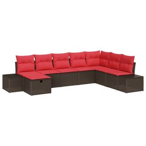 Brown Poly Rattan Garden <b>Sofa</b> <b>Set</b> With Cushion Outdoor Furniture Contemporary Style - Product Image 2