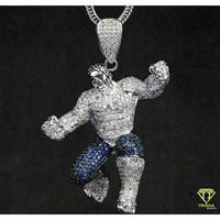 Designer-Superhelden-Halskette mit Luxus-Streetwear-Schmuck und Silber-Blau-Finish