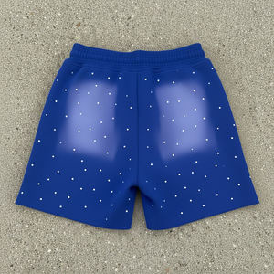 Pantalones Cortos de Chándal Personalizados de Verano 2026 para Hombre, 100% Algodón, Estilo Baggy, con Efecto Desgastado, Estampado Puff, Bordado, Pedrería y Lavado Ácido, Color Liso - Product Image 1