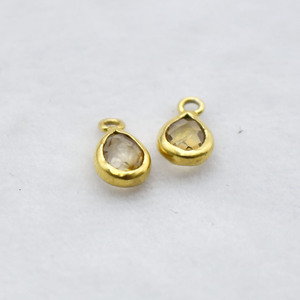 Natural Citrine Pear Pendant Gold Plated Bezel <b>Set</b> Charm Birthstone Earring Wholesale Jewelry Connector Sold Per <b>Pc</b> - Product Image 6