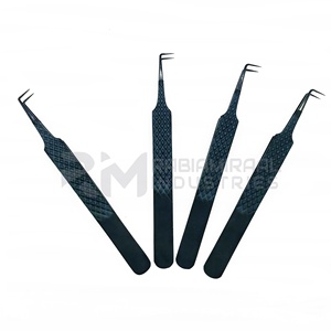 Pinzas para Extensión de Pestañas con Punta de Fibra RMI, Acabado Negro, Pinzas para Mega Volumen Ruso, Pinzas para Pestañas con Puntas de Fibra de Marca Privada - Product Image 4