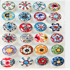 Boutons de porte en céramique bleus et blancs faits à la main de haute qualité, boutons de placard et de tiroir en alliage pour la cuisine et la chambre à coucher - Product Image 1