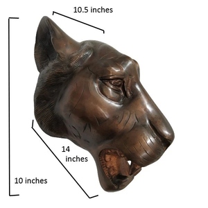 Escultura de Pared de Cabeza de León de Metal Artístico Grande, 14 Pulgadas, Acabado Cobre Antiguo, Artesanía en Metal Moldeado - Product Image 5