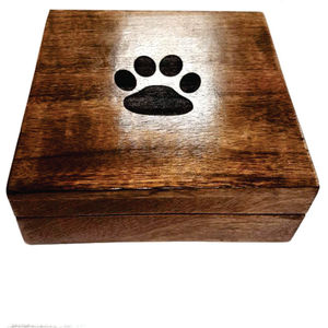 Factory Wholesale Wooden Pet Urn Engraved Paw Print Cremation Ashes <b>Memorial</b> <b>Keepsake</b> <b>Box</b> Urn for Dog Cat Customized Wooden Urns - Product Image 1