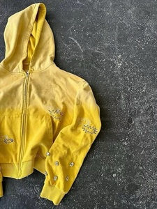 Sweat-shirt à capuche jaune avec broderie et strass, unisexe, décontracté, tricoté, surdimensionné, pour le printemps - Product Image 4