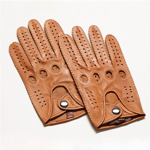Wholesale Unisex Orange Leather Waterproof Driving Gloves Full Finger Breathable Non-Slip Adjustable Wrist <b>Strap</b> Winter - Product Image 1