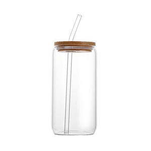 Vente en gros de gobelets en verre transparent à haute teneur en borosilicate de 16oz <span class=keywords><strong>tasse</strong></span> en verre résistant à la chaleur avec couvercle en bambou et pailles - Product Image 1