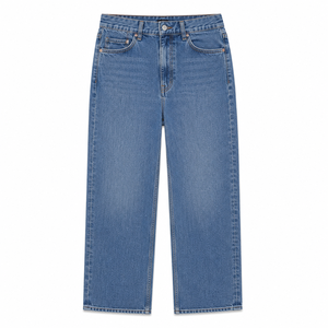 Jean en denim coupe droite Neo Classique pour femme, taille haute, décontracté, extensible, style moderne, OEM ODM - Product Image 2