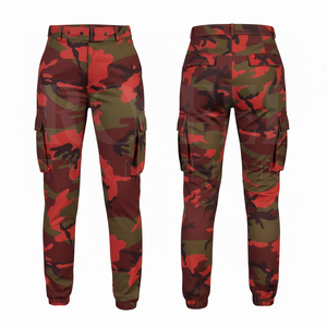 Pantalon cargo camouflage imperméable à taille haute, coupe droite, en polaire softshell personnalisé, avec logo sur mesure pour l'extérieur - Product Image 3