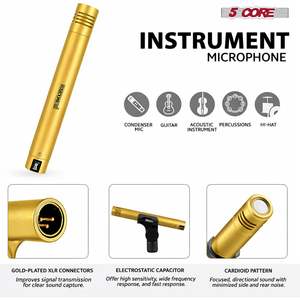 Kit de Micrófonos de Batería de 5 Núcleos, 7 Piezas, Micrófonos de Batería Totalmente Metálicos, Tom/Snare y Platillos, Juego de Micrófonos con Cable para Instrumentos de Percusión - Product Image 4