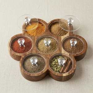 Handmade Polished Eco-Friendly Nautical Sandalwood Dishwasher Safe Dust/Scratch Resistant 4-Compartment American Style Spice <b>Box</b> - Product Image 3