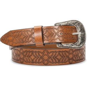 เข็มขัดหนังแท้ปรับแต่งได้สไตล์ตะวันตกพร้อมหัวเข็มขัดทองเหลืองทุกขนาด - Product Image 4