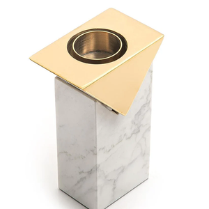 Brûleur d'encens arabe élégant avec base en marbre et bol en métal pour Bakhoor, résine, copeaux d'oud et décoration intérieure de luxe - Product Image 3