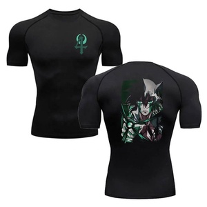 Camiseta de compresión de manga corta para hombre, totalmente estampada, para MMA y grappling, OEM, personalizada, que absorbe la humedad, de poliéster y spandex. - Product Image 5