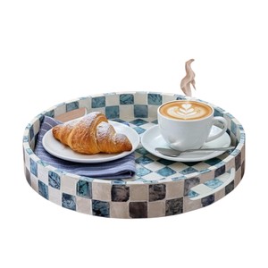 Plateau de service de luxe en nacre, fait main, incrusté de coquillages, plateau décoratif pour la maison, l'hôtel, le restaurant, pour le service et les cadeaux - Product Image 3