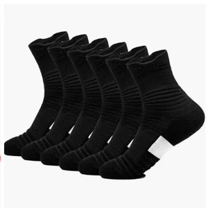 Econex Sports Crew Knee <b>Socks</b> Running Basketball Geometric Pattern White Black Knitted Breathable Quick Dry Non-Slip - Product Image 2