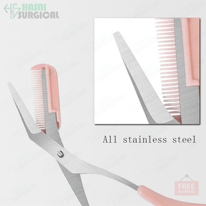 Top <b>Hot</b> Sales Manual CE Certified Eyebrow Scissors Mini Color Beauty Tools Curved Shears Abs Handle pink Small <b>Comb</b> Trimmer - Product Image 3