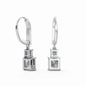 Pendientes de Aro Redondos y con Diamantes Lumina de Princesa Marina en Oro Blanco de 18K con Diamantes Creados en Laboratorio para Boda y Compromiso - Product Image 1