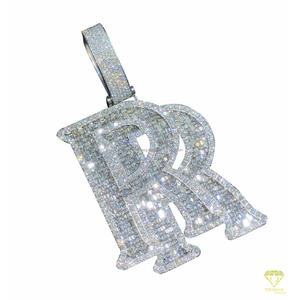 Luxury " RR " Letter Pendant Hip Hop Moissanite Diamond Necklace Custom Initial Bling Jewelry Gift - Product Image 6