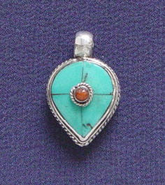 Colgante de Corazón de Turquesa con Corte Princesa, Chapado en Plata 925, Unisex - Product Image 3