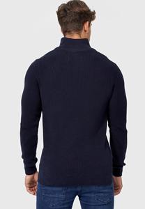 FONILBEST SPORTS WEARS Men's Navy Blue Knitted <b>Pullover</b> <b>Sweater</b> Regular Fit Solid Color Full Sleeve 1/4 Zipper Breathable 100% - Product Image 3