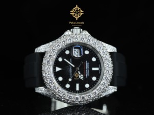 นาฬิกาข้อมือผู้หญิง Pahal Jewels หรูหรา ประดับเพชร ตัวเรือนสแตนเลสสตีล ขนาด 40 มม. กระจกแซฟไฟร์ หน้าปัดสีดำ ประดับโมอิสซาไนต์ เครื่องจักรกล - Product Image 1